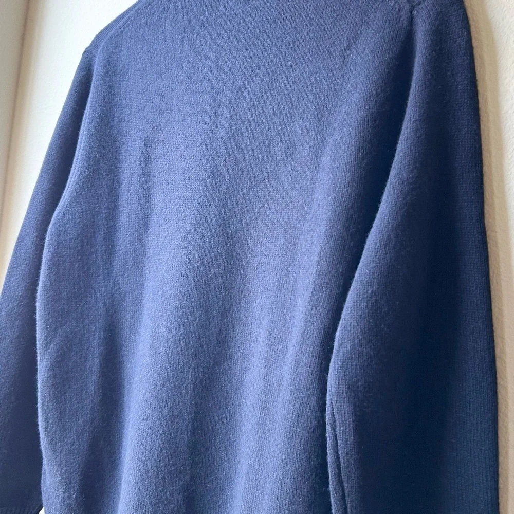 NWT J.Crew $278 Relaxed midweight cashmere V-neck sweater Navy Abyss Blue Sz S